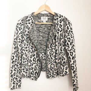 Lucky Brand Leopard Lotus Zip Up Moto Jacket